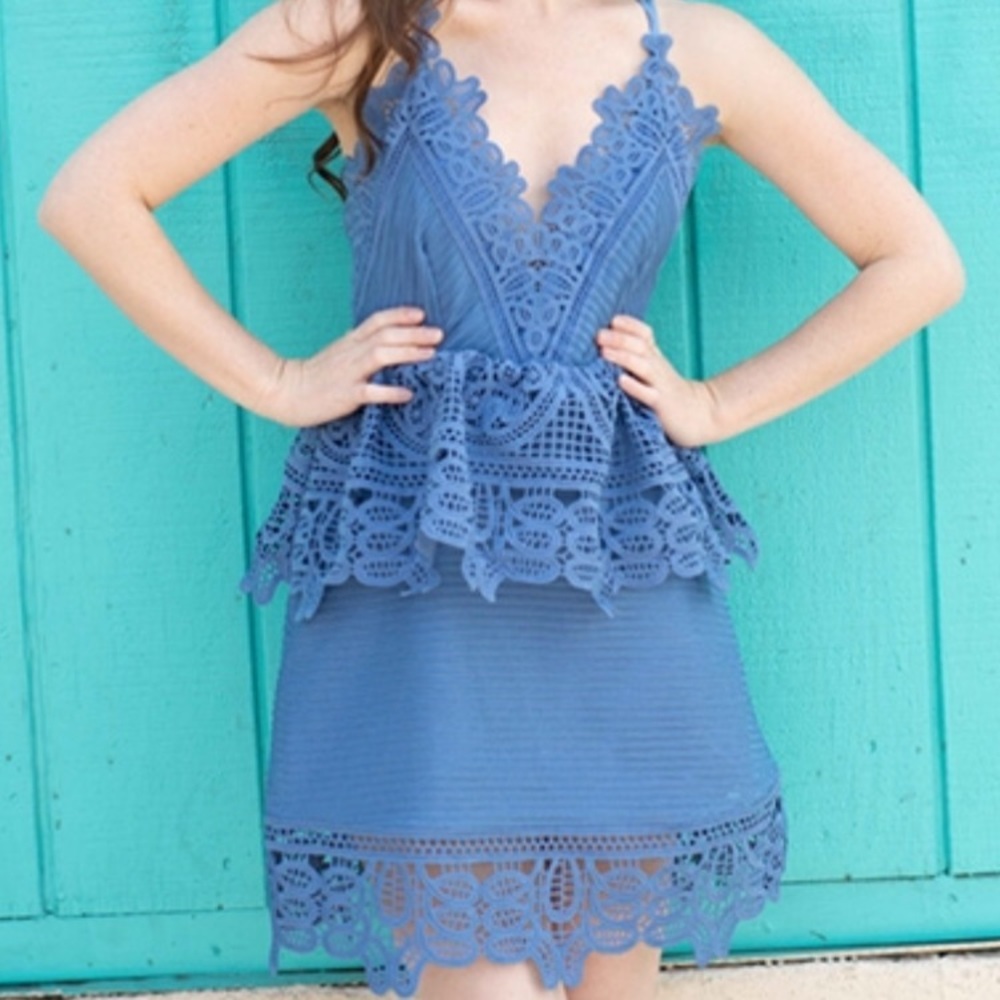 Self-Portrait Blue Lace Dress